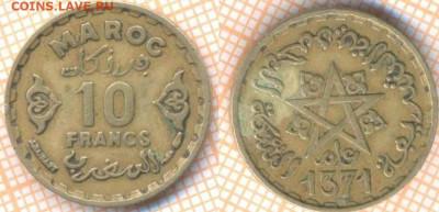 Марокко 10 франков 1952 г., до 10.12.2020 г. 22.00 по Москве - Марокко 10 франков 1952 1700