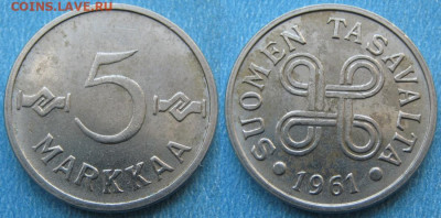 46.Монеты Финляндии - 46.1. -Финляндия 5 марок 1961    168-ас71-10645