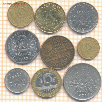 Франция 9 монет , до 20.01.2021 г. 22.00 по Москве - Франция 9 монет 1020