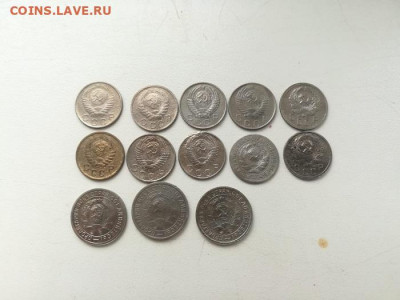 Погодовка СССР 13 монет: 10коп 10шт + 15коп 3шт. - Nicel 13st A