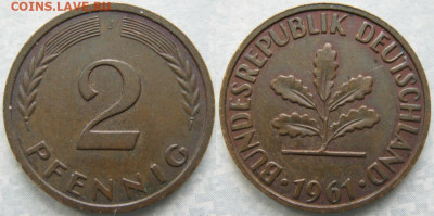 Ходячка ФРГ 2 пфеннига 1950-1967. - 48.17. -ФРГ 2 пфеннига 1961 J    174-ас30-7485