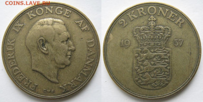 Дания 2 кроны 1957 до 28-02-21 в 22:00 - 11 57 Дания 2 кроны 1957    923