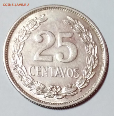 Сальвадор 25 сентаво, 1943г. серебро до 10.03.21г. 22:00 - 20210305_203505