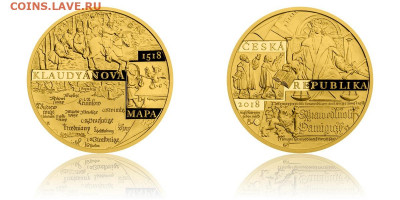 Досчитаем до 10 000 или более - 1518 Медаль. Чехия. Старейшая карта Богемии Золото 999,9. 15,56 гр. 28 мм. Тираж 99 шт.