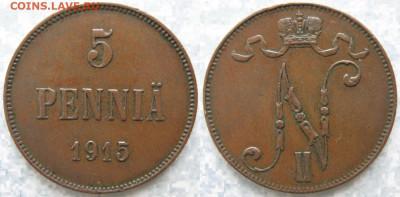 Финляндия 5 пенни 1915  до 18-03-21 в 22:00 - Финляндия 5 пенни 1915     3710