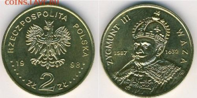 Досчитаем до 10 000 или более - 1587 Монета. 2 злотых 1998. Польша. Сигизмунд III Ваза.