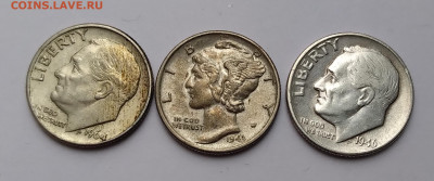 Серебро 3 Дайма США 1943,46,64г. до 13.04.21г. 22:00 - 20210408_175301