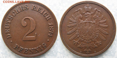 Германия 2 пфеннига 1874 B   до 07-05-21 в 22:00 - Германия 2 пфеннига 1874 B    5830