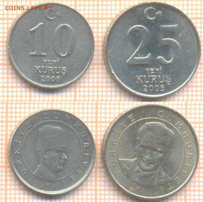 Турция 10,25 куруш 2005 г., до 22.06.2021 г. 22.00 по Москв - Турция 2 монеты 789