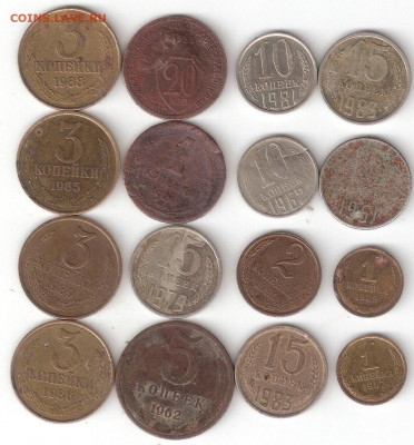 Погодовка СССР: 16 монет разных 016пм - Погодовка СССР-16 монет Р 016пм