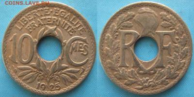 Монеты Франции 1919-1958г. по фиксу - 40.3. -Франция 10 сантим 1925    160-ас20-5860