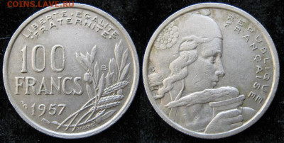 Монеты Франции 1919-1958г. по фиксу - 40.43. -Франция 100 франков 1957 В   1299