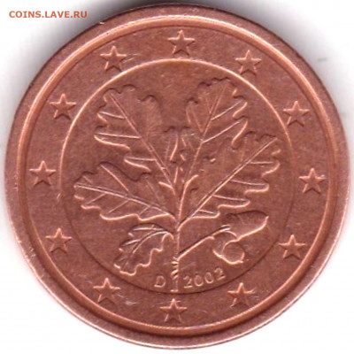 1+2+5 евроцент  до 12.07.21. 22-00 Мск - 1 евроцент 2002 (2)