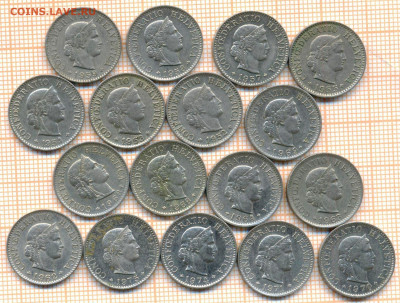 Швейцария 5 раппенов 1952-1975 гг., фикс - Швейцария 5 раппенов фикс 3256а