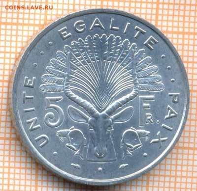 Джибути 5 франков 1991 г., до 25.07.2021 г. 22.00 по Москве - Джибути 5 франков 1991 3259а