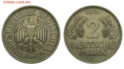 ФРГ. 2 марки 1951 г. D. До 11.09.21. - DSH_9425