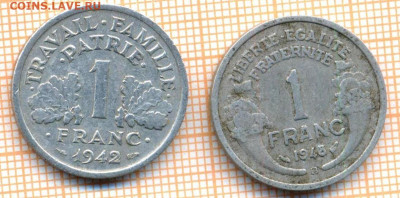 Франция 1 франк 1942,1948 г., до 27.10.2021 г. 22.00 по Моск - Франция 1 франк 1942,48 3272