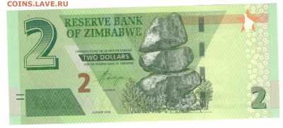 Зимбабве набор 2 5 10 20 50 долларов 2019-2021 год пресс UNC - Зимбабве 2 доллара А