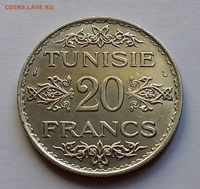 Тунис. 20 франков 1934. Серебро. - 4