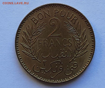 Тунис. 2 франка 1941 UNC - 2