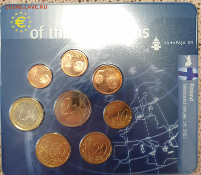 Финляндия 1999 - 2001 год набор евро монет - 20210402_104457
