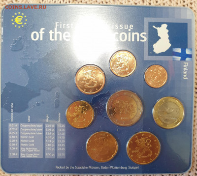 Финляндия 1999 - 2001 год набор евро монет - 20210402_104452