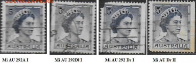 Марки Австралии. 1959. Елизавета II подб. марки AU292 - Австралия. 1959.  ЕлизаветаII.  Mi AU 292