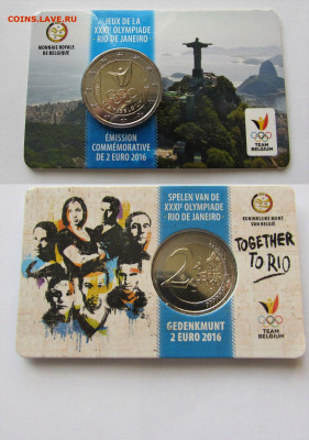 Бельгия 2 евро 2016 Олимпиада в Рио в коинкарте. До22.11.в22 - аук