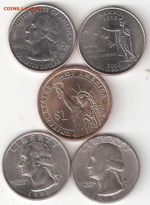 США 5 монет: $1 Президент ТРУМЭН D + 4 квотера - ТРУМЭН и 4 Квотера А