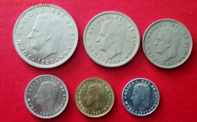 Испания набор монет 1980 года до 25.11.2021 года - 2
