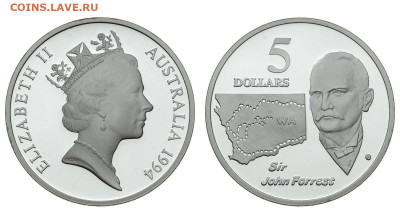 Австралия. 5 долларов 1994 г. Proof. Дж. Форест. До 25.11.21 - Р274.JPG