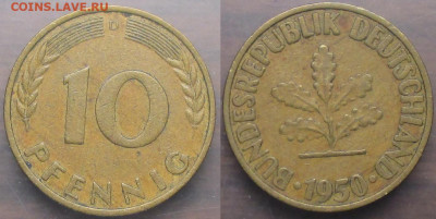 Монеты Германии 10 пф. 1950 D - Германия 1950. 10 пф. D.JPG