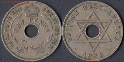 Брит. Зап. Африка 1 пенни 1936 (Эдуард VIII) до 22:00мск 23. - Британская Западная Африка 1 пенни 1936 (Эдуард VIII) 350