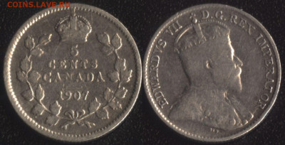 Канада 5 центов 1907 (Ag) до 22:00мск 23.12.21 - Канада 5 центов 1907 (Ag) - 300