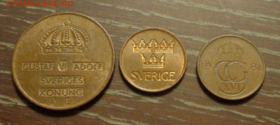 ШВЕЦИЯ - 5 эре три монеты разных лет до 31.12, 22.00 - Швеция 5 эре разные года 3 шт._2