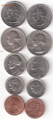 США 10 монет: Квотеры-штаты,Квотеры-погод,Даймы,Никель,Центы - США 10 монет А