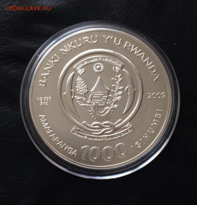 1000 Франков 2009 г.Козерог.3 унции серебро.Руанда до 14.04 - 7