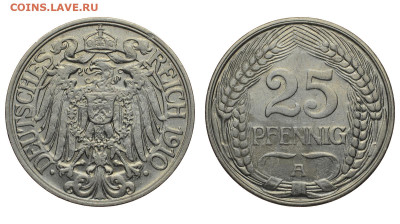 Германия. 25 пфеннигов 1910 г. A. До 22.05.22. - Р988.JPG