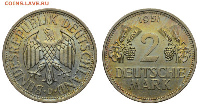 ФРГ. 2 марки 1951 г. D. До 22.05.22. - Р985.JPG