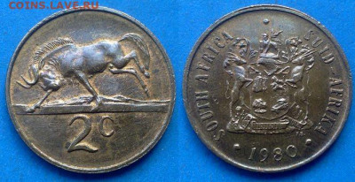 ЮАР - 2 цента 1980 года (Фауна) до 1.06 - ЮАР 2 цента, 1980