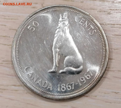Монеты достоинством "50", выпущенные в странах Америки - 50 центов волк аверс