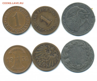 Германия 1 пфенниг, 1892 + 1931 + бонус - 1pf1931