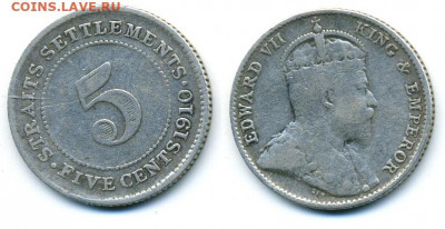 Стрейтс Сетлментс 5 центов, 1910 - 5c1910