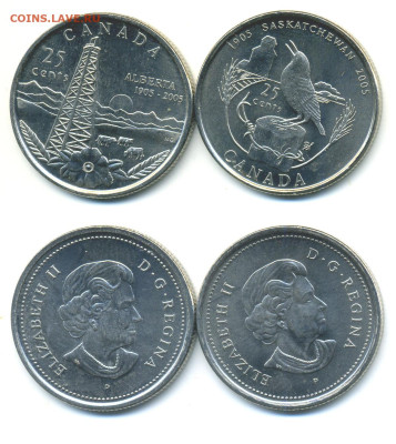 Канада 2 монеты 25 центов 2005 100 лет провинциям до 29го - can3