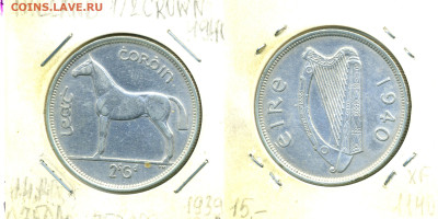 Ирландия ½ кроны, 1940 до 03.11 - Irl1-2kr1940