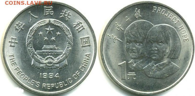 ФИКС = Китай. Юбилейные монеты - 1 юань 1986- 2015 - 1 ю Надежда