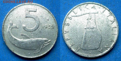 Италия - 5 лир 1955 года (Фауна) до 28.01 - Италия 5 лир, 1955