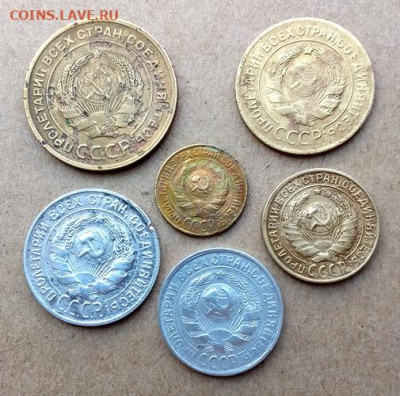 Погодовка СССР 1928- 6 монет:1,2,3,5,15,20коп podryad - 1928-6 монет A RvPodr