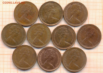 2 пенни 1971-82 гг, фикс 5 руб, до ухода в - великобр полпенни1 2а