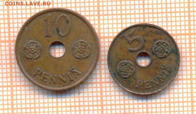 Финляндия 5 10 пенни 1941 г., до 05.04.2023 г. в 22.00 по Мо - Финл 5 10 пенни 1941 100 120а